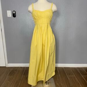 Hugo Boss Dalza Shirred Cotton Maxi Dress, Yellow, US 2